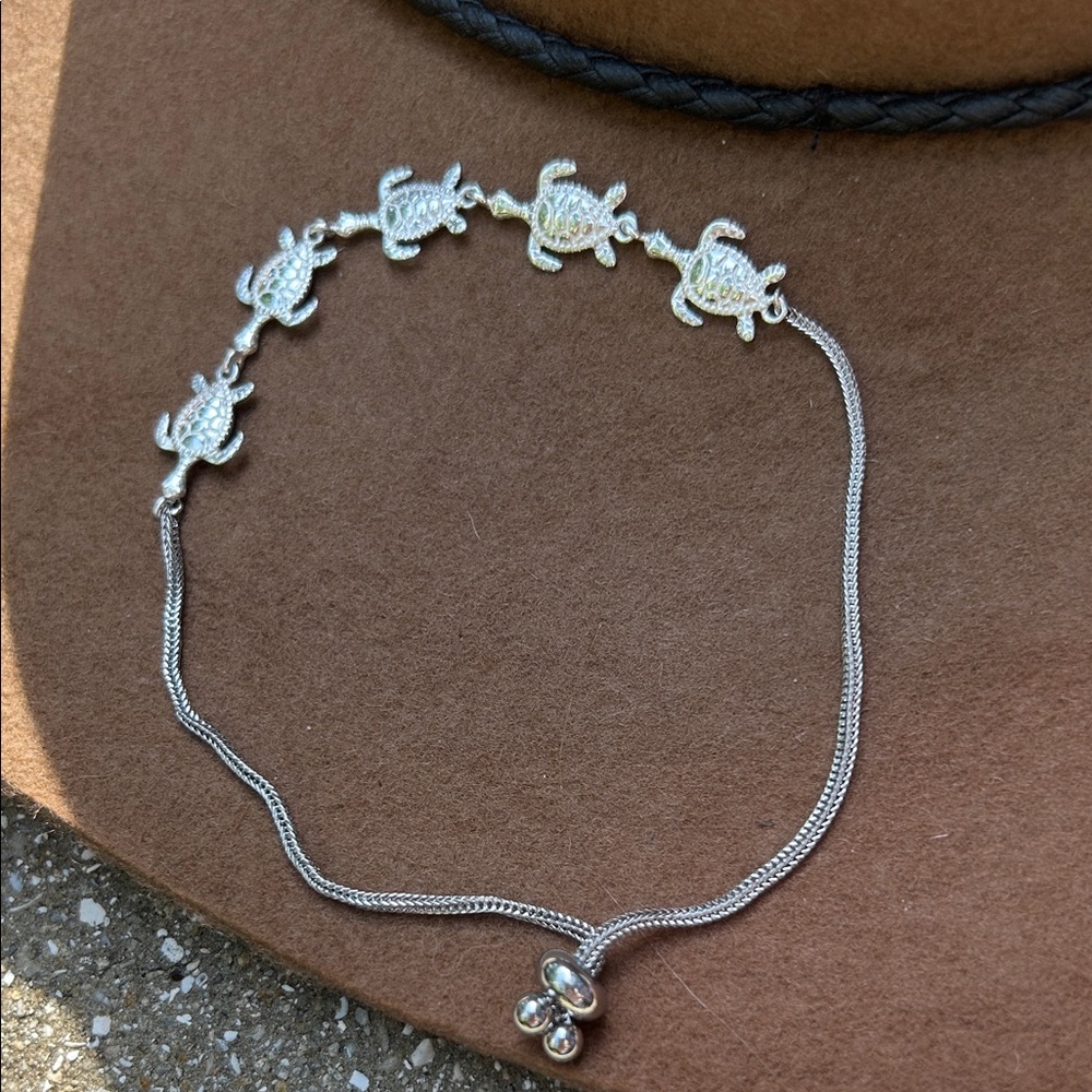 Steel and sterling silver Turtle Charm anklet/bracelet